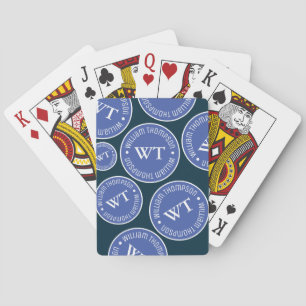 Name Repeated Blue Circles Monogrammed Playing Cards