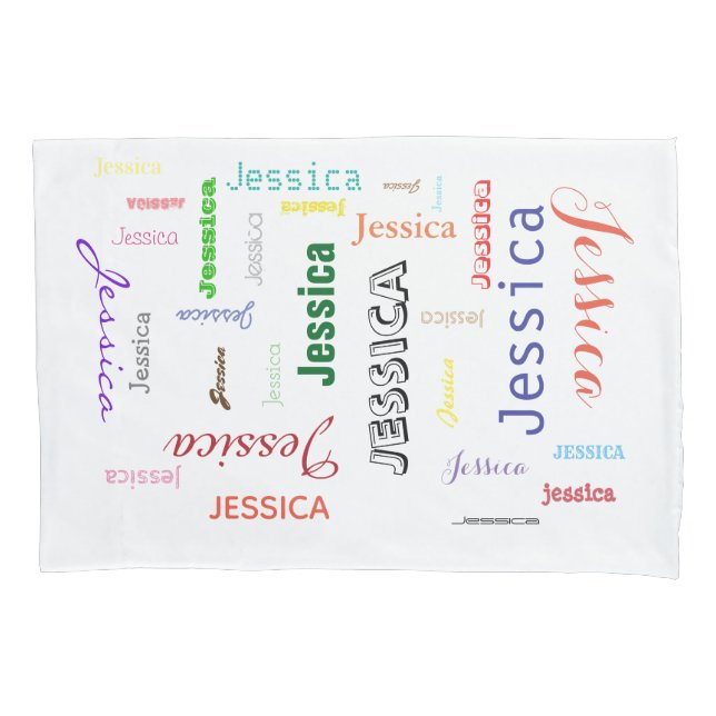 Name Repeating Bright Word Cloud Custom Pillowcase (Front)