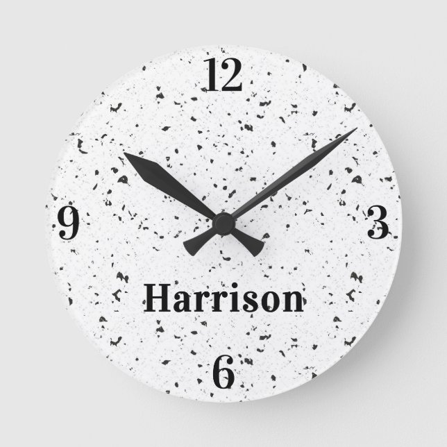 Name || Retro Home Office Terrazzo Chips 8-in Round Clock (Front)