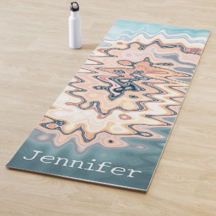 Name Retro Liquid Swirl Pastel Pattern Boho Yoga Mat