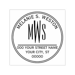 Name Return Address 3 Initial Monogram 2X Frame Self-inking Stamp