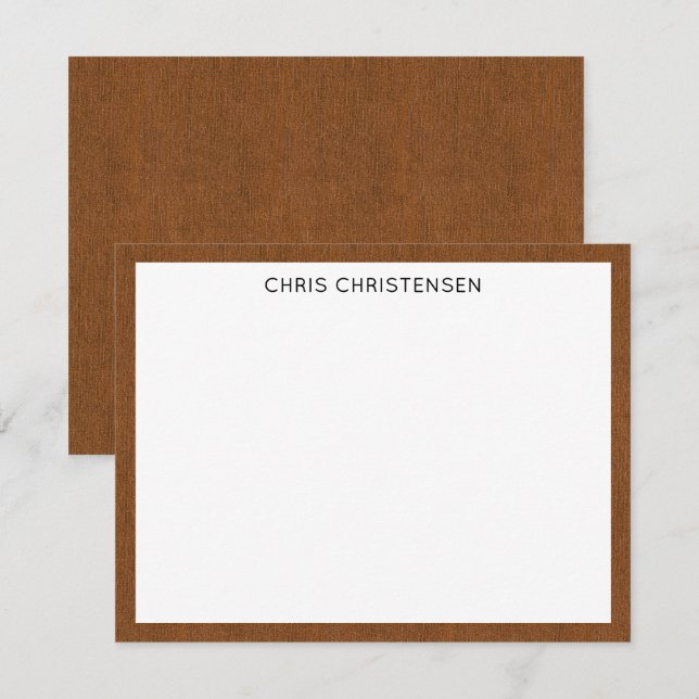 Name || Rich Bronze Denim Print Frame Border Card (Front/Back)