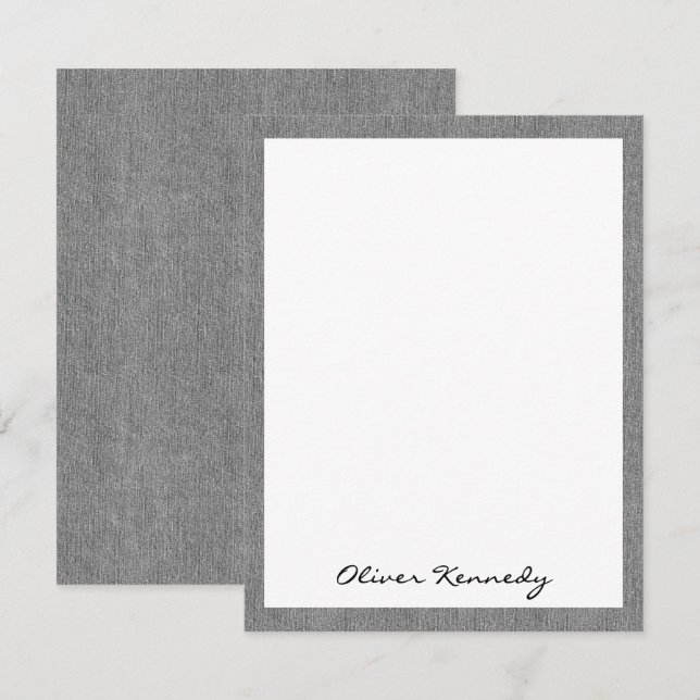 Name || Rustic Light Grey Denim Print Frame Card (Front/Back)