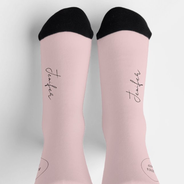 Name script personalised pink wedding favour socks (Top)