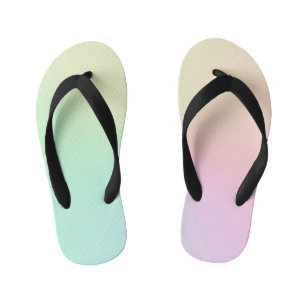 Name Script Text Muted Gradient Ombre Rainbow  Kid's Flip Flops