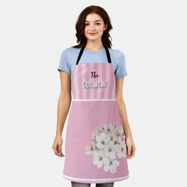 Name Script Vintage Pink Stripe Apron (Worn)