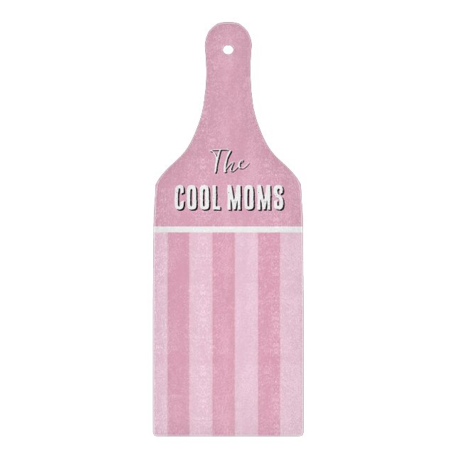 Name Script Vintage Pink Stripe Cutting Board (Front)