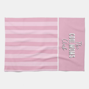 Name Script Vintage Pink Stripe Tea Towel
