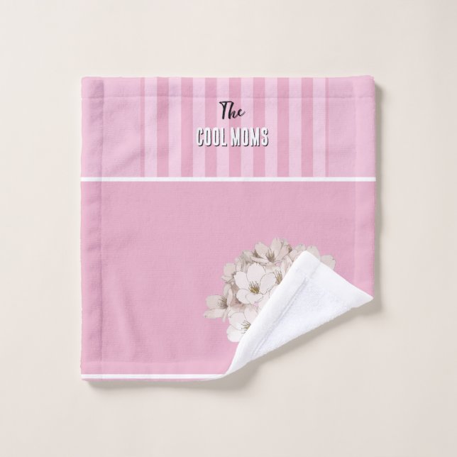Name Script Vintage Pink Stripe Wash Cloth (Wash Cloth)