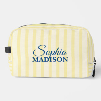 Name Script Vintage Yellow Stripe Dopp Kit