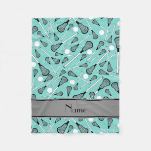 Name seafoam green lacrosse sticks grey stripe fleece blanket