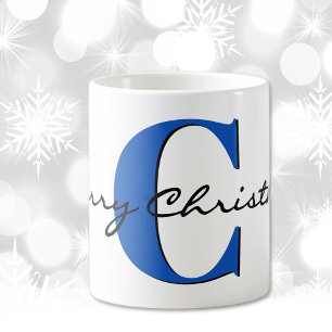 Name, September Sapphire Blue   Merry Christmas Coffee Mug