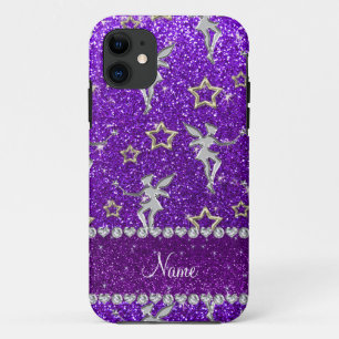 name silver fairy gold stars indigo purple glitter iPhone 11 case
