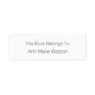 Name Simple Black White Bookplate Label