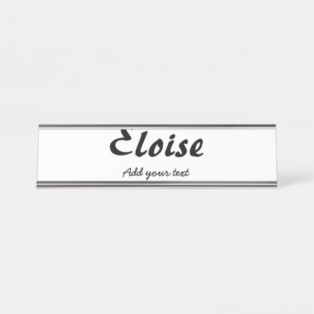 Name simple minimal calligraphy typography elegant desk name plate (Front)
