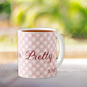 Name, Sippin' Pretty Pink Tufted 11oz Coffee Mug