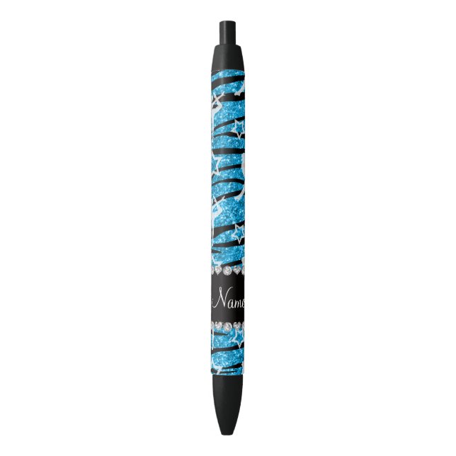 Name sky blue gymnastics glitter zebra stripes black ink pen (Front Vertical)