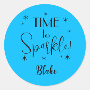 Name Sky Blue Time to Sparkle 1.25-in Classic Round Sticker