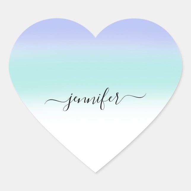 Name Small Business Thank Dusty Blue PurplePastels Heart Sticker (Front)
