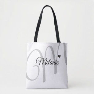 name small-love-heart white tote bag