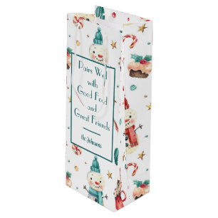 Name, Snowman & Candy Holiday Wine Gift Bag