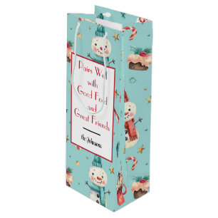 Name, Snowman & Sweets Holiday Wine Gift Bag