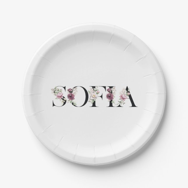 Name Sofia. Paper Plate (Front)