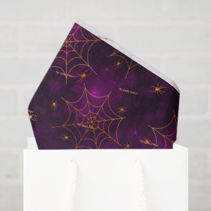 Name, Spooky Spider Webs Bokeh Pattern Tissue Paper