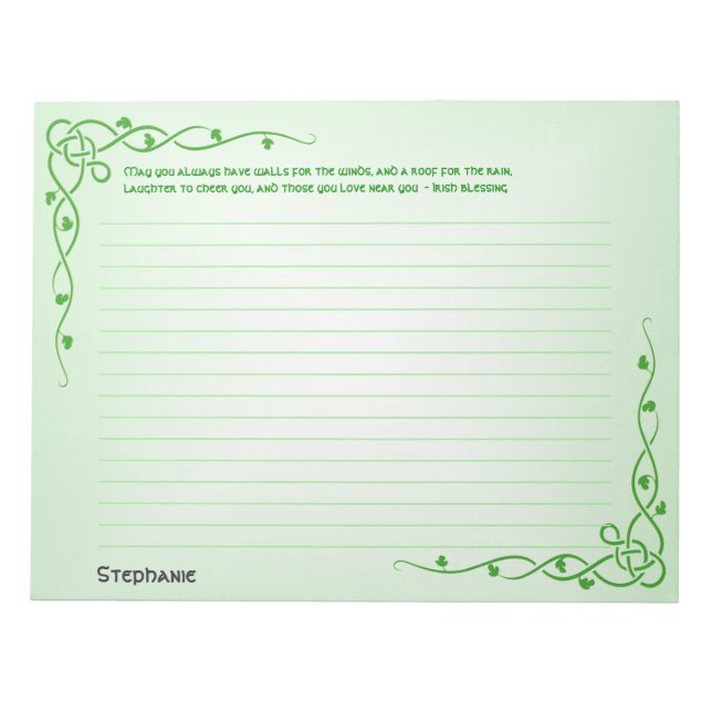 Name: St Patrick Irish Blessing (#3) Celtic Braids Notepad (Front)