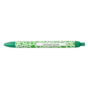 Name:  St Patrick's Green Random Shamrock Pattern Black Ink Pen
