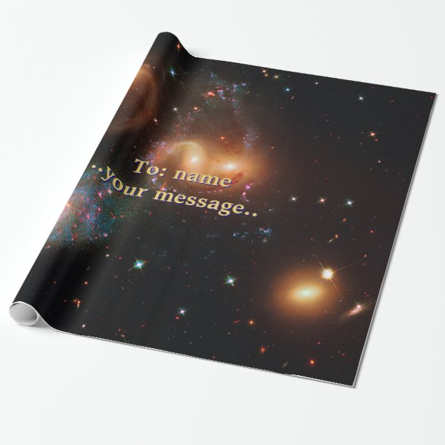 Name, Stephans Quintet deep space star galaxies Wrapping Paper (Unrolled)
