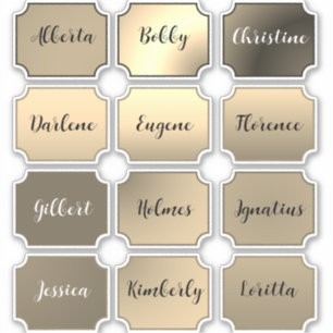 Name Sticker Set Elegant Colors