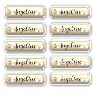 Name Sticker Set Gold Flowers