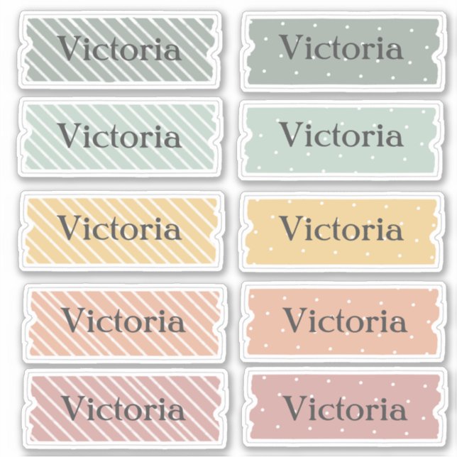 Name Sticker set multi colour (Front)