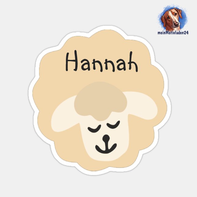 Name stickers little sheep - beige | 9 shape - (Konturgeschnittener Namensaufkleber für Kinder - Schaf - personalisierbar mit Name oder Wunschtext)