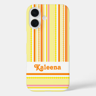 Name stripe beads orange pink case
