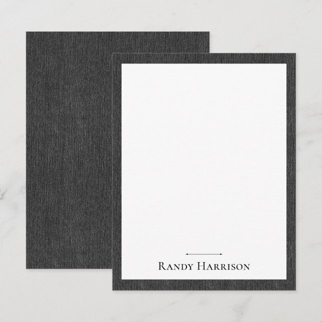 Name || Stylish Masculine Black Denim Print Frame Card (Front/Back)