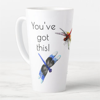 Name, Stylish 'You've got this!' Dragonfly Large Latte Mug