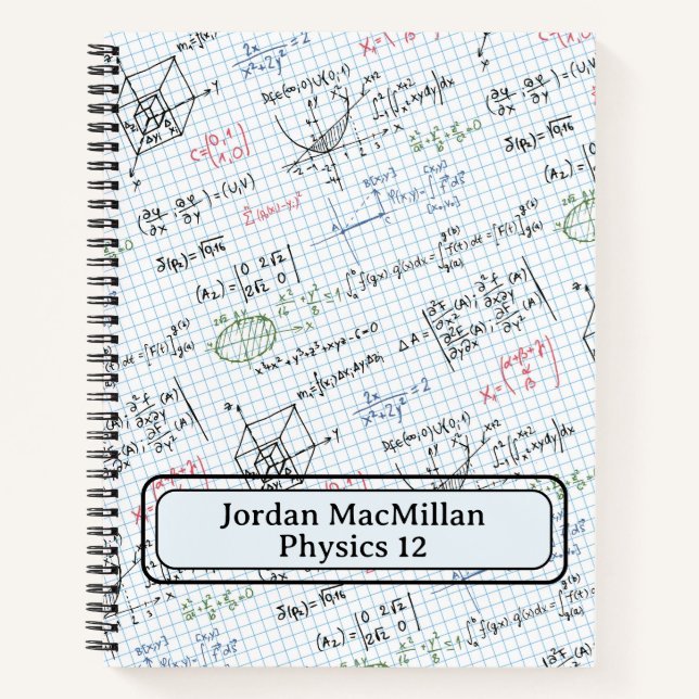 Name Subject Math Physics Engineering Equations  Notebook (Front)