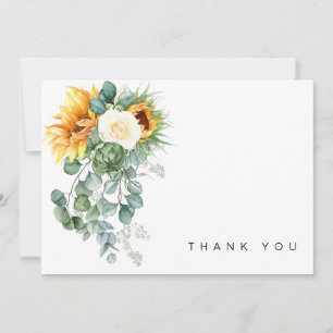 Name Sunflower Floral Blank Funeral Thank You