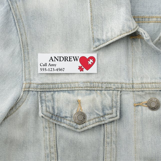 Name Tag Autism ID Badge Emergency Contact (In Situ)