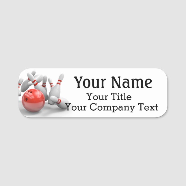 Name Tag Bowling Employee Custom Text Badge (Front)