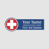 Name Tag First Aid Cross Logo Custom Text Badge