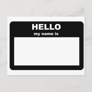 Name tag - HELLO my name is Postcard