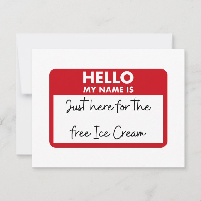 Name tag here Free Ice Cream Invitation (Front)