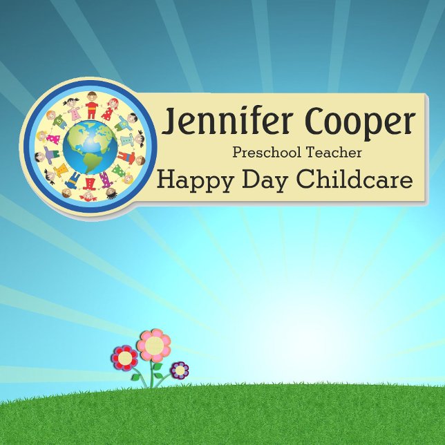 Name Tag Kids Daycare Logo Custom Text Badge (Creator Uploaded)