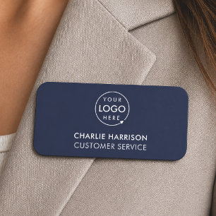 Name Tag Magnetic Custom Logo Navy Staff Badge