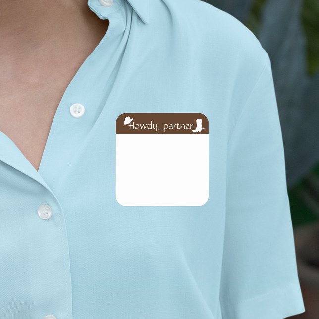 Name Tag Sticker Badge Funny Party Howdy Partner (Creator Uploaded)