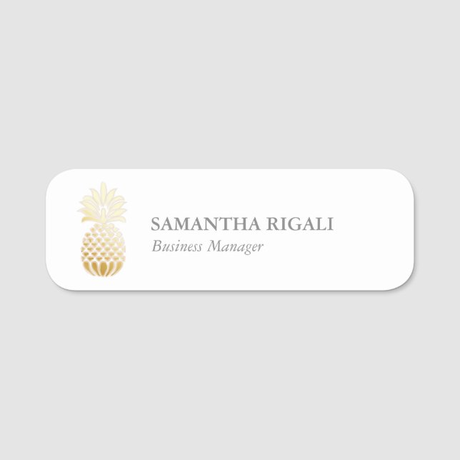 Name Tag Template Professional Business Pineapple (Front)
