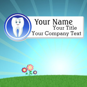 Name Tag with Dentist Tooth Logo Custom Text Badge
